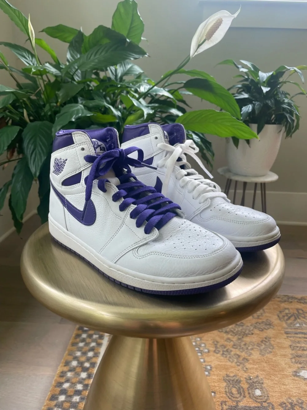 Nike Air Jordan w COA 1 Retro High OG Court Purple Women’s Sz 10 CD0461-151 - Picture 10 of 11